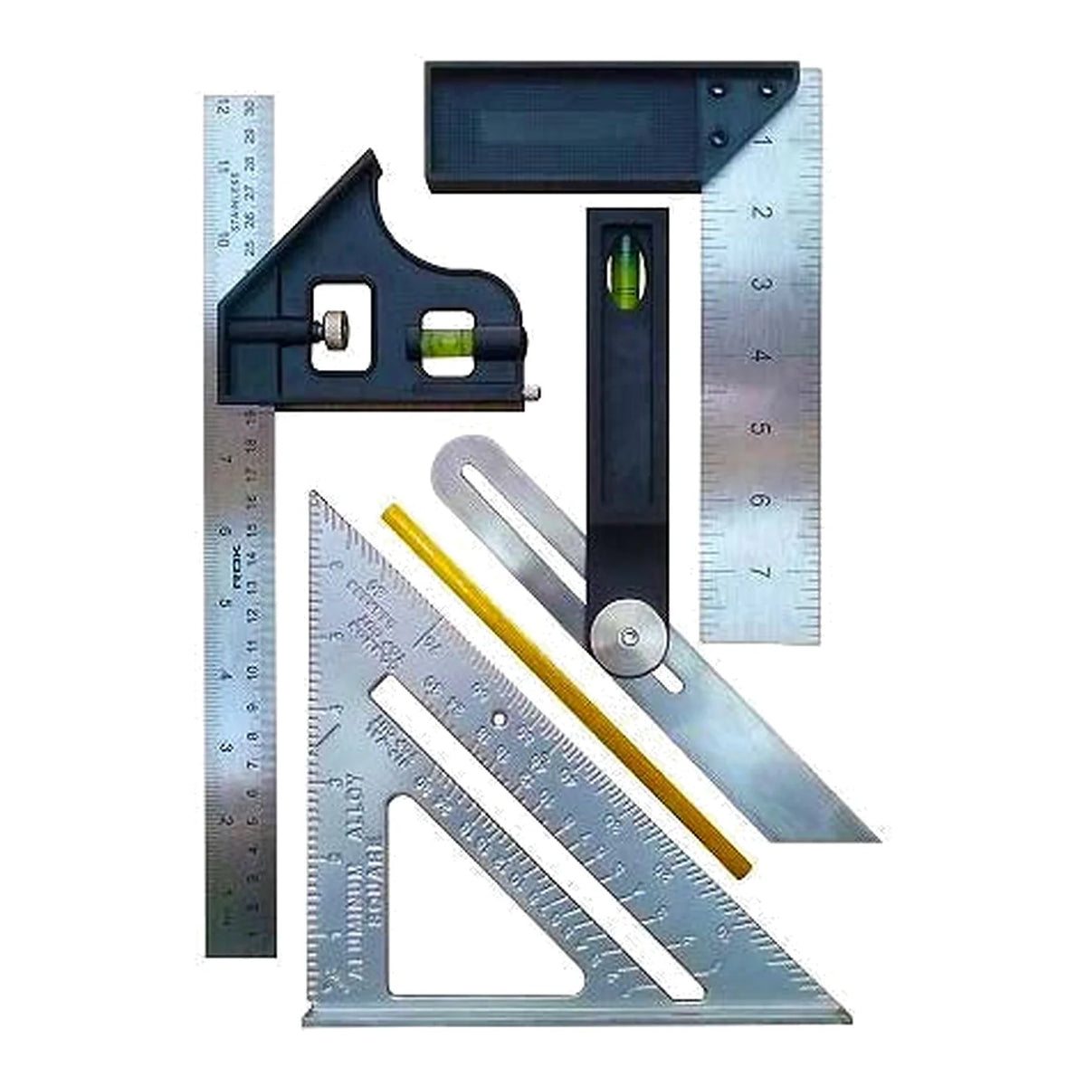 ROK 28418 five-piece measuring tool set with sliding T-bevel