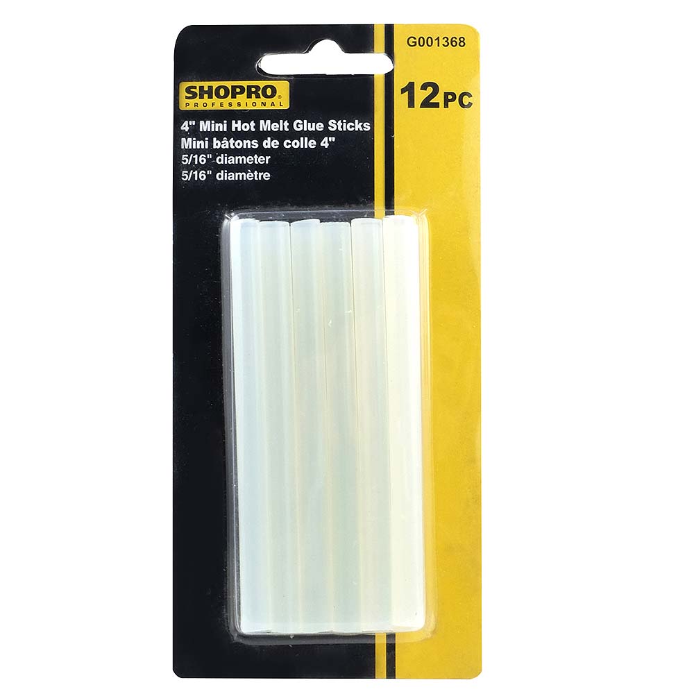 SHOPRO 4in x 5/16in Mini Glue Sticks - 12pk