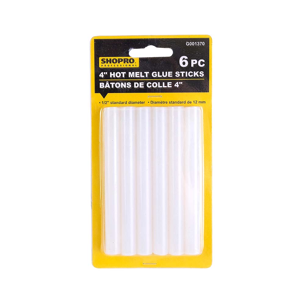 SHOPRO 4in x 1/2in Clear Glue Sticks - 6pk