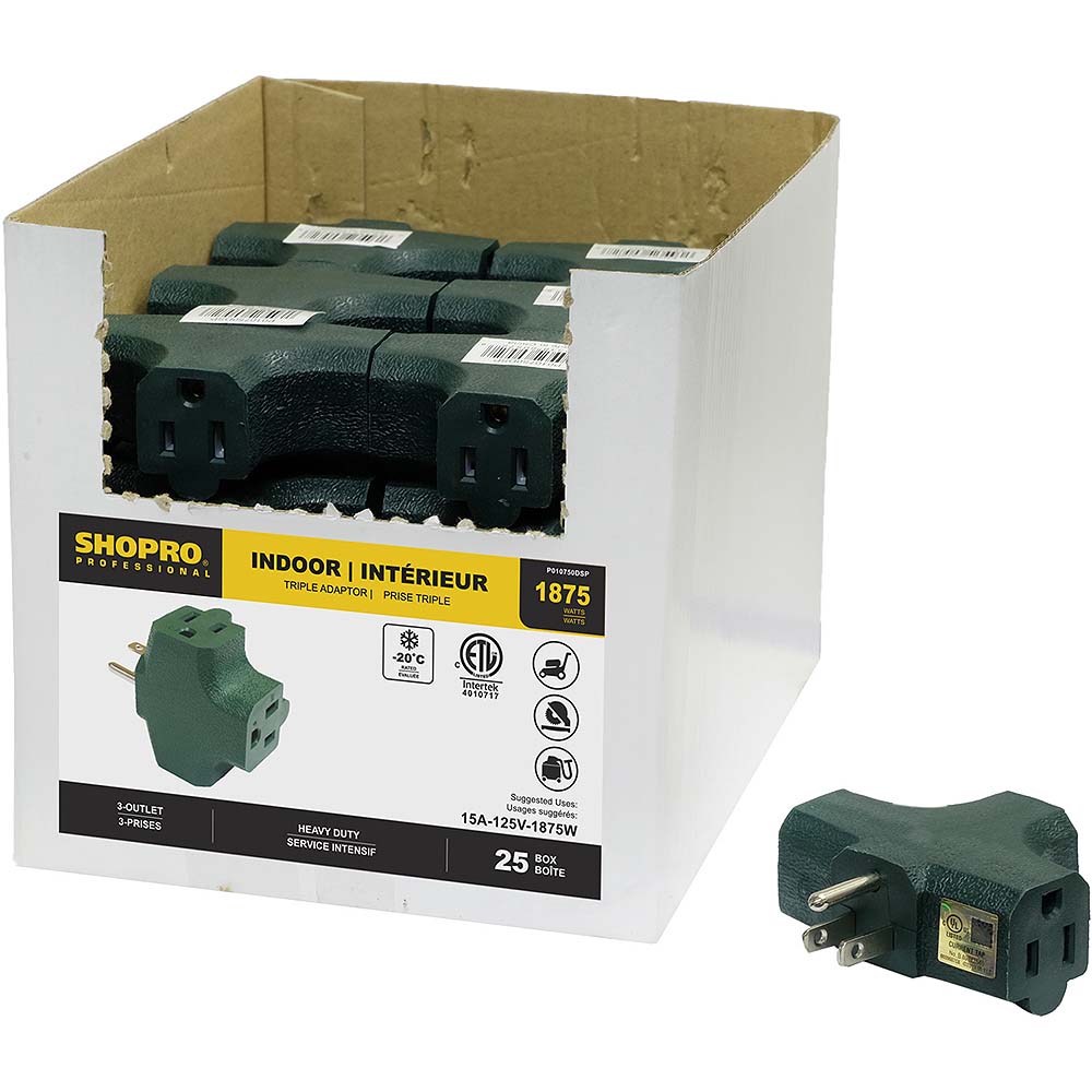 SHOPRO Heavy Duty Triple-Outlet Adapter