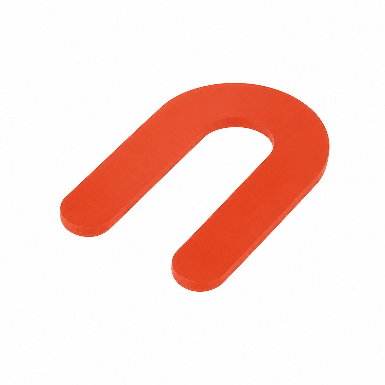 A bright orange-red U-shaped foam insert or spacer, shown on a plain white background.