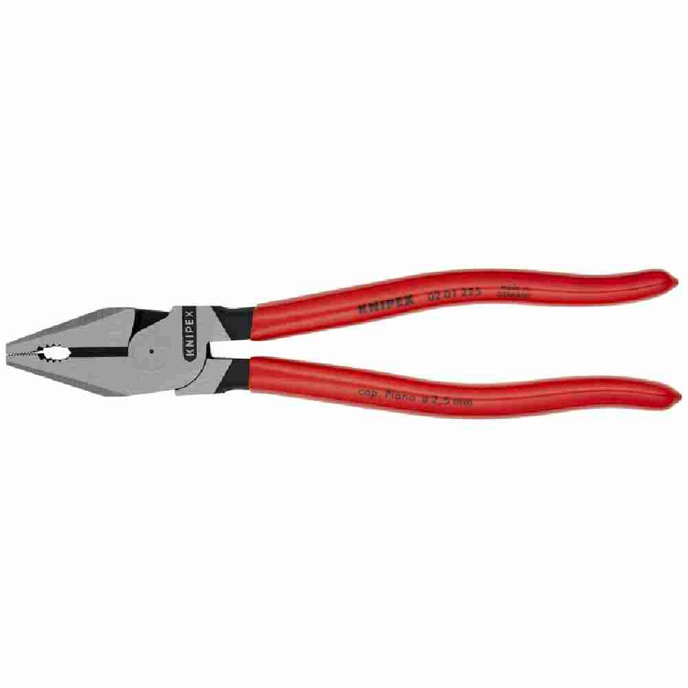 Knipex 9 inch High Leverage Combination Pliers looking straight on at the pliers