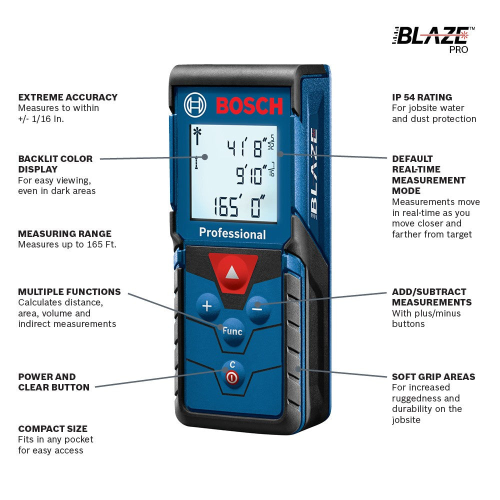 Bosch GLM165-40 BLAZE Pro 165 Ft. Laser Measure