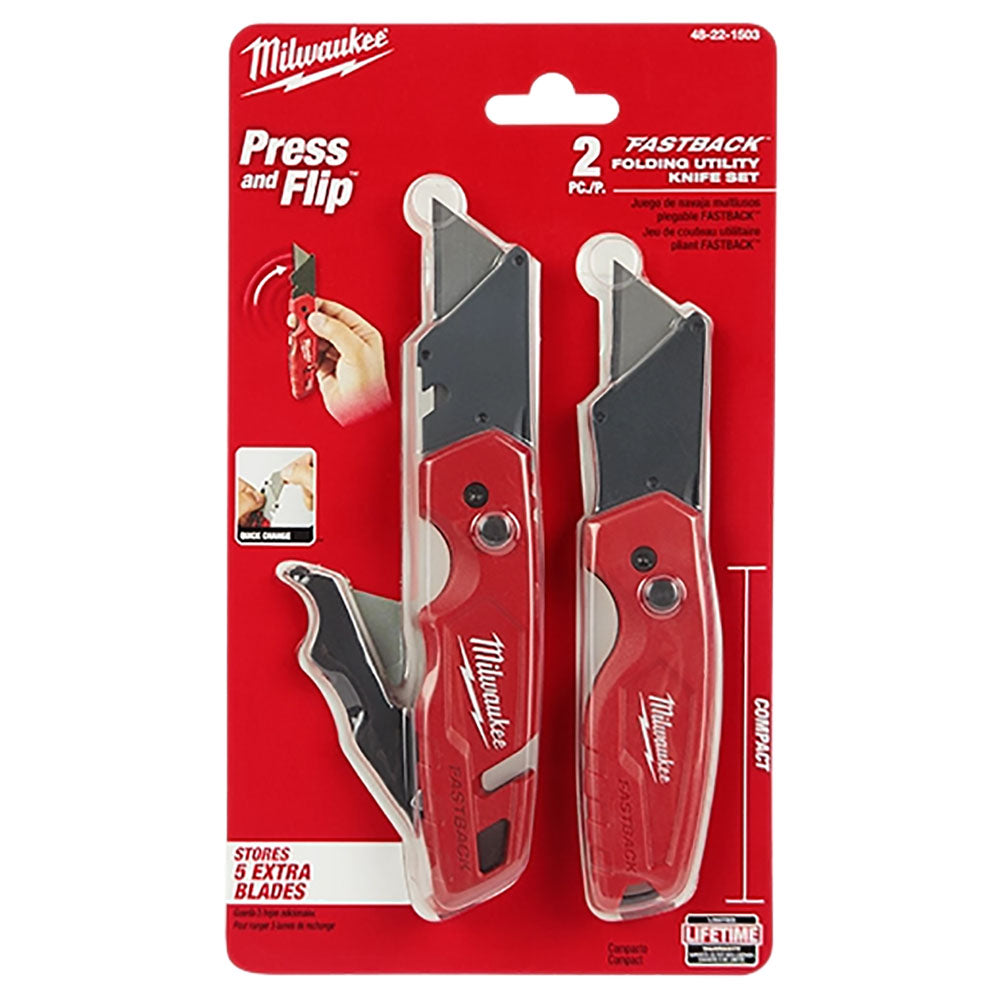 Milwaukee 2pc FASTBACK Folding Utility Knife Set