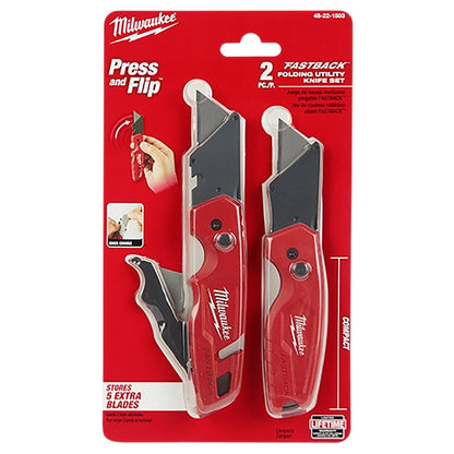 Milwaukee 2pc FASTBACK Folding Utility Knife Set