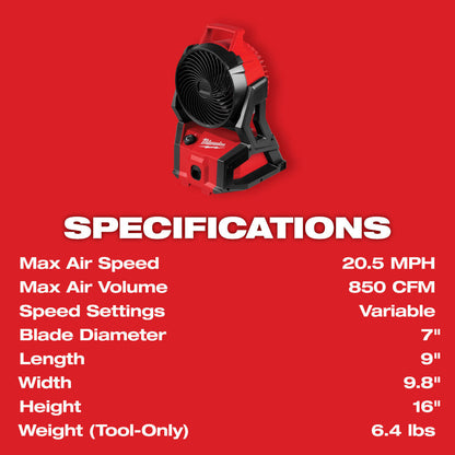 Milwaukee 0818-20 M18 Cordless Brushless PACKOUT Fan (Tool Only)