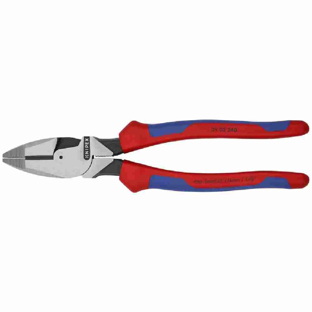 Knipex 9-1/2 inch High Leverage Comfort Combination Pliers looking straight on at the pliers