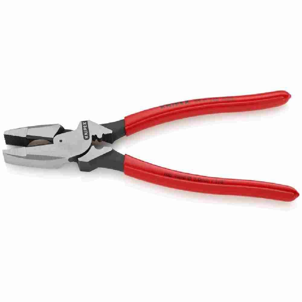 Knipex 9-1/2 inch Ultra High Leverage Lineman's Pliers with Crimper looking at pliers with the jaw open