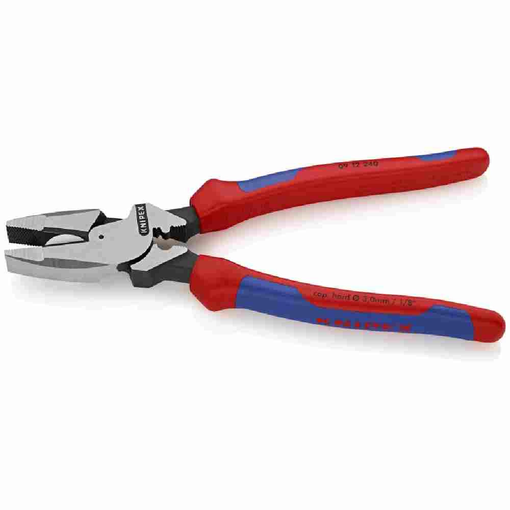Knipex 9-1/2 inch Ultra High Leverage Comfort Lineman's Pliers with Crimper looking at pliers with the jaw open