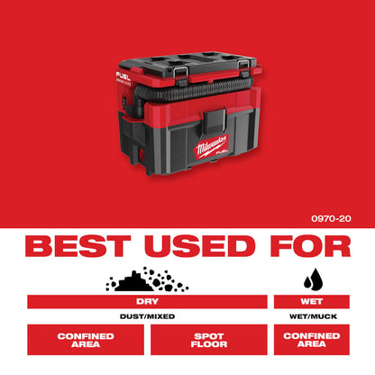 Milwaukee 0970-20 M18 FUEL PACKOUT 2.5 Gallon Wet/Dry Vacuum (Tool Only)
