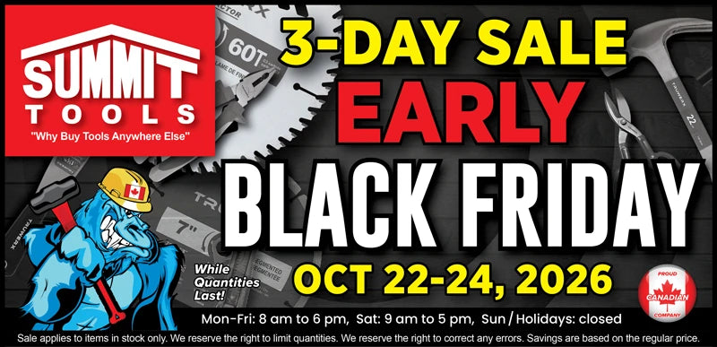 Summit Tools early Black Friday three-day sale, October 22–24, 2026