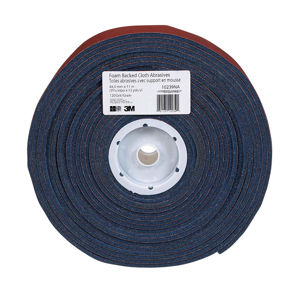 3M Drywall Foam Backed Cloth Abrasives 10239Na 120 Grit 3 5-16 Inch x 12 Yd 5 Rolls-Case