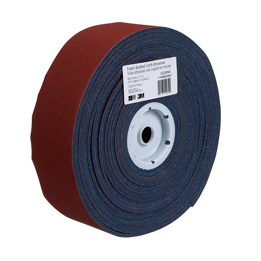 3M Drywall Foam Backed Cloth Abrasives 10239Na 120 Grit 3 5-16 Inch x 12 Yd 5 Rolls-Case