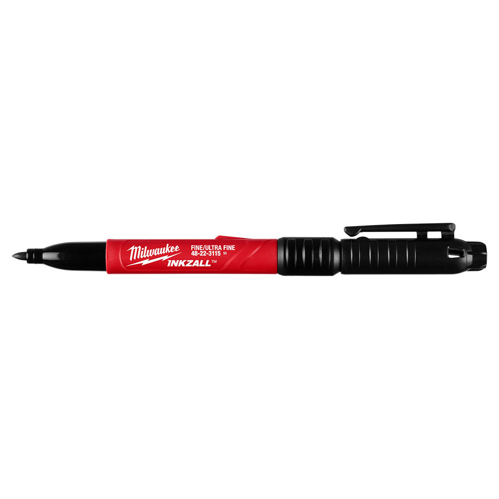 Milwaukee INKZALL Double Sided Black Jobsite Marker - Fine Point & Ultra Fine Tip