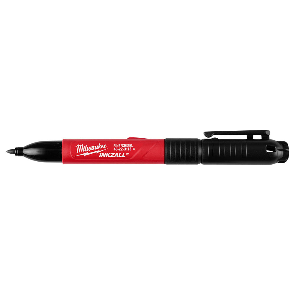 Milwaukee INKZALL Double Sided Black Jobsite Marker - Fine Point & Chisel Tip
