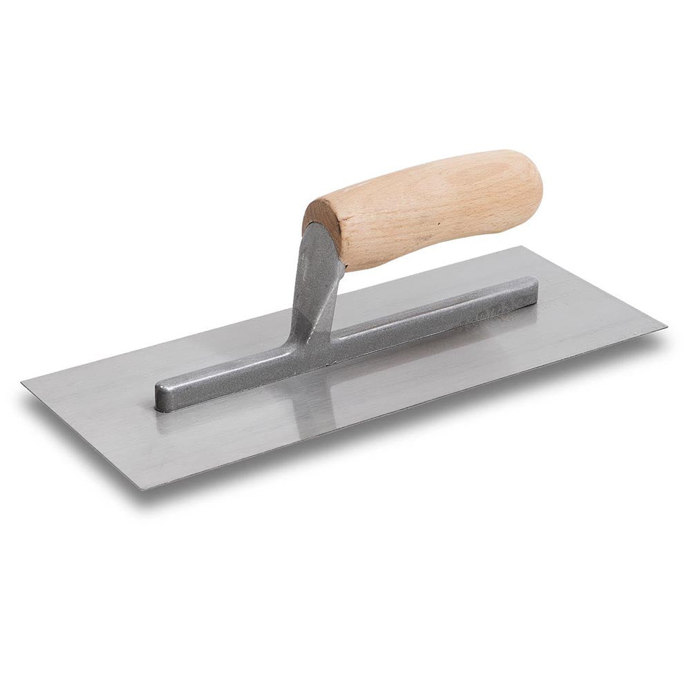 Marshalltown QLT 11in x 4-1/2in Carbon Steel Finishing Trowel with Curved Wood Handle