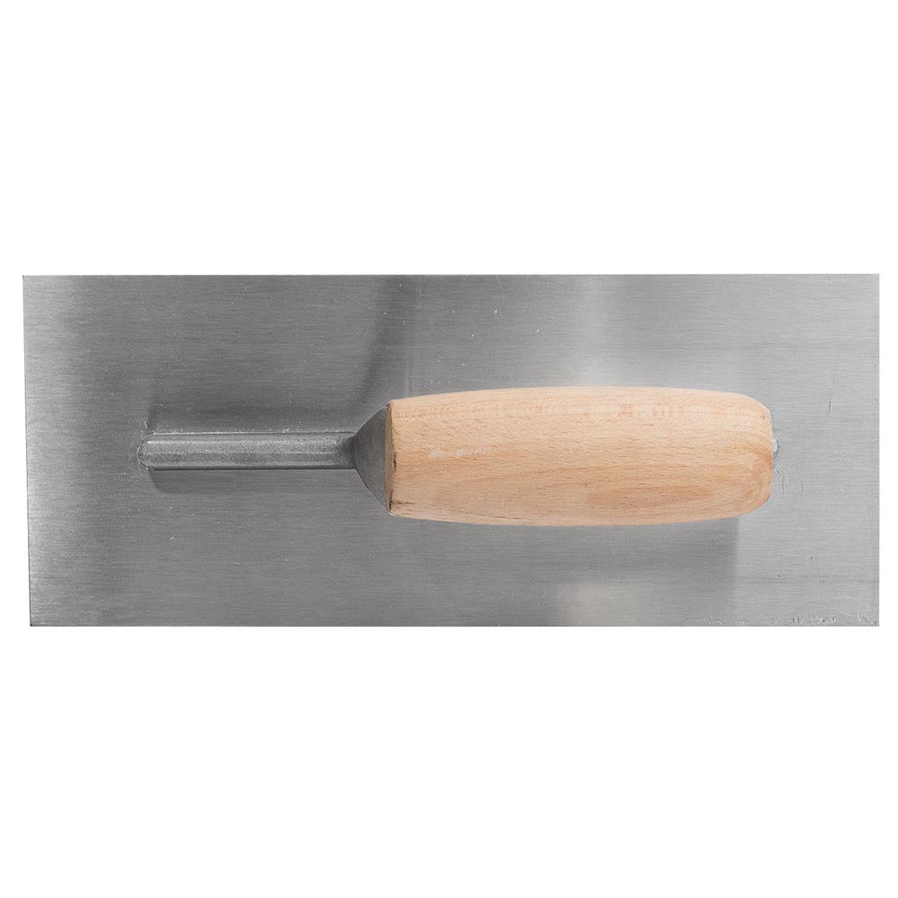 Marshalltown QLT 11in x 4-1/2in Carbon Steel Finishing Trowel with Curved Wood Handle