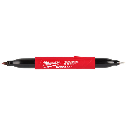 Milwaukee INKZALL Double Sided Black Jobsite Marker - Fine Point & Ultra Fine Tip