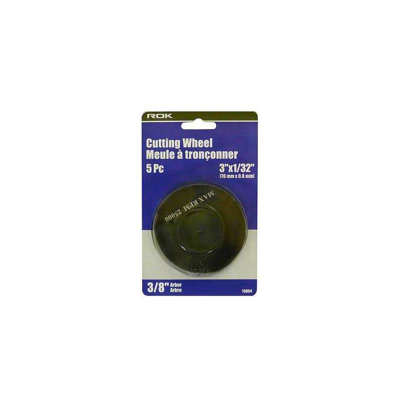 ROK 3in x 1/32in x 3/8in Cut-Off Wheel for Metal Cutting - 5pk
