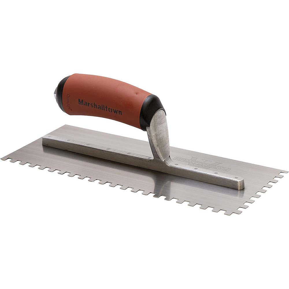 Marshalltown 1/4in x 1/4in x 1/4in Tri Square Standard Notched Trowel with DuraSoft handle