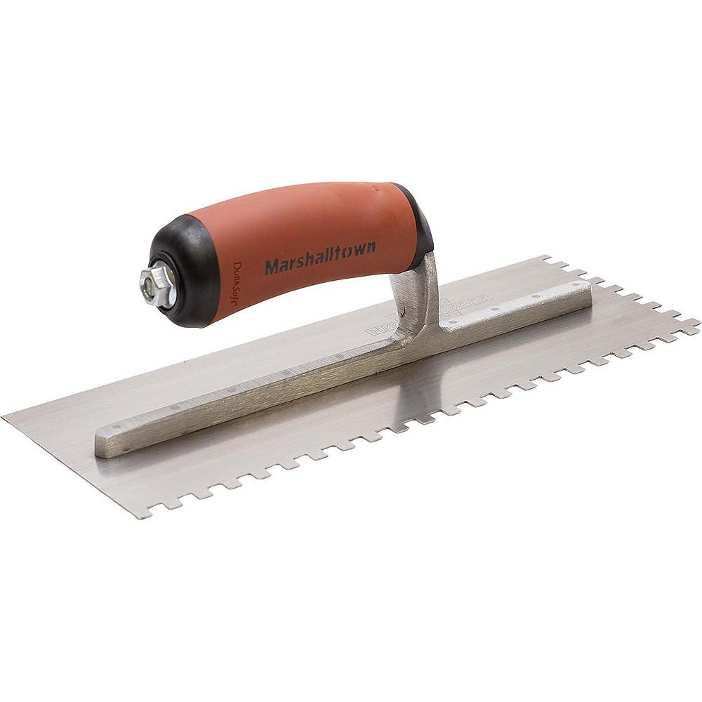 Marshalltown 1/4in x 1/4in x 1/4in Tri Square Standard Notched Trowel with DuraSoft handle