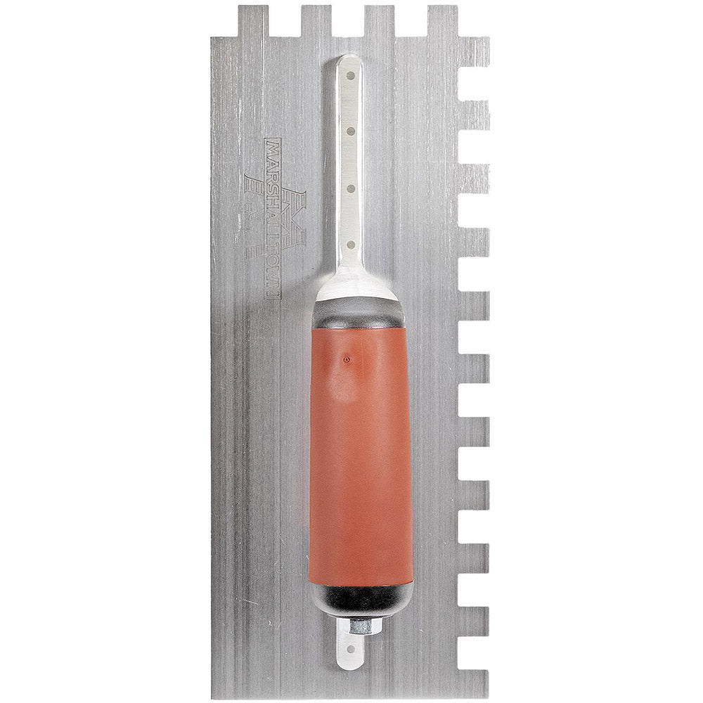 Marshalltown 1/2in x 1/2in x 1/2in Tri Square Standard Notched Trowel with DuraSoft handle