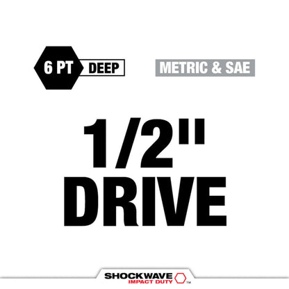 Milwaukee 49-66-7831 SHOCKWAVE Impact Duty 5pc 1/2 Inch Drive SAE & Metric Lug Nut Wheel Socket Set
