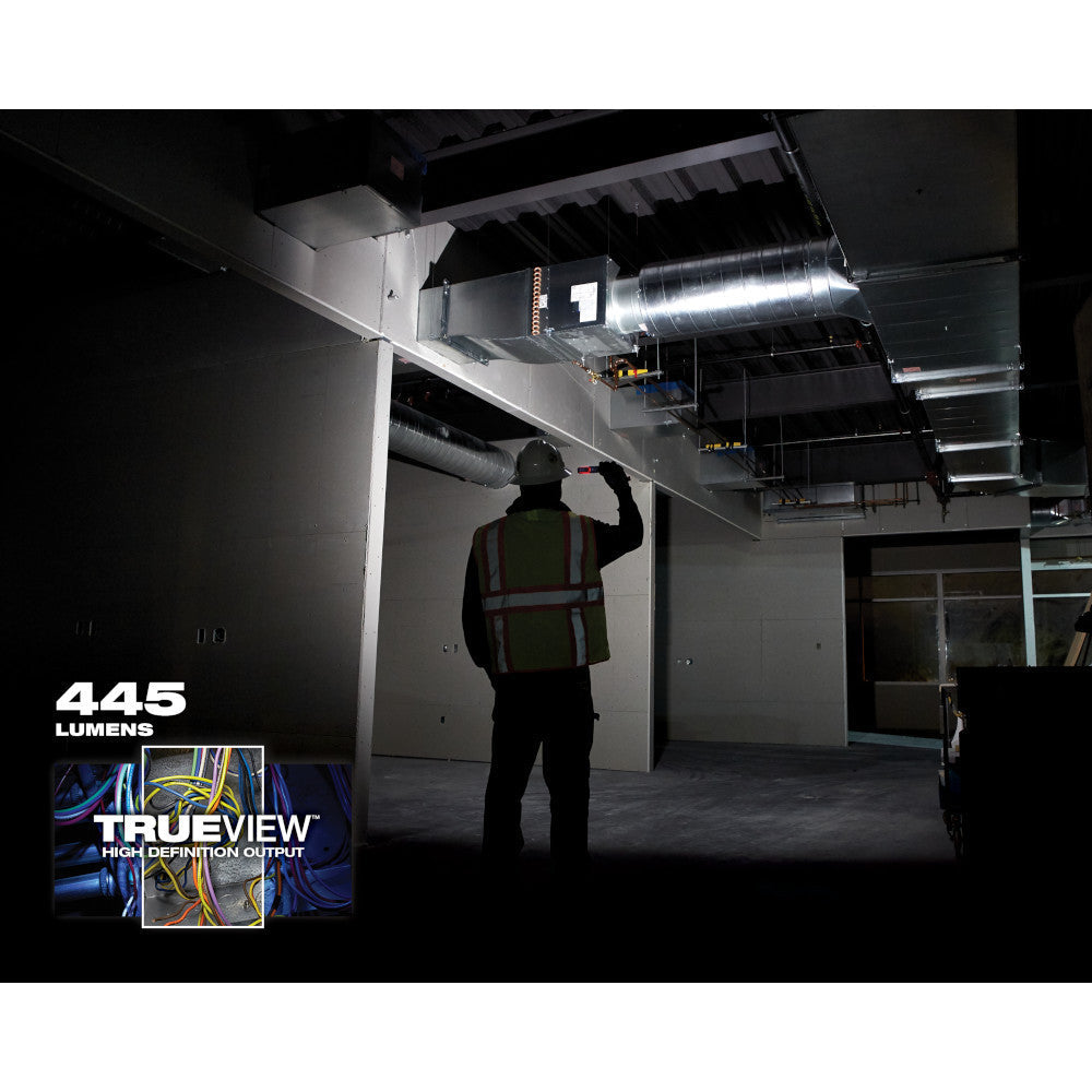 Milwaukee 2112-21 USB Rechargeable ROVER 455 Lumen Pocket Flood Light lighting the work area