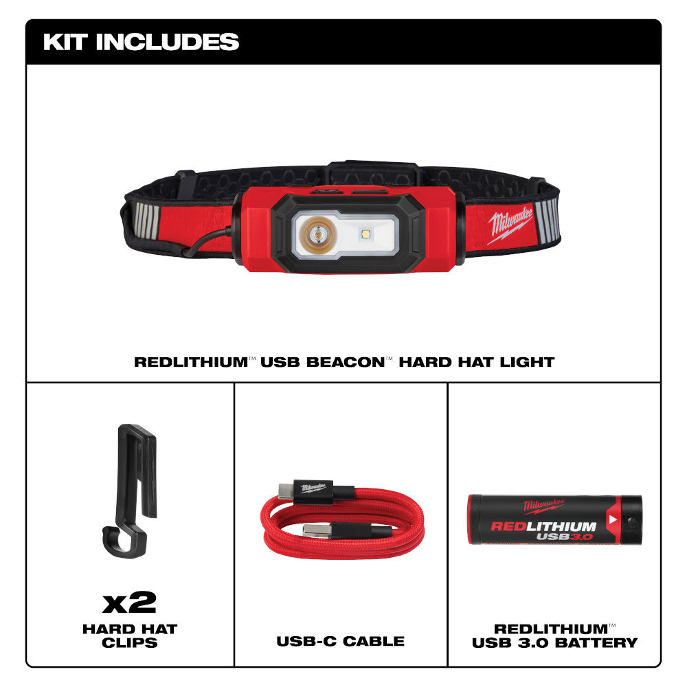 Milwaukee 2116-21 REDLITHIUM USB BEACON 600 Lumen Hard Hat Light