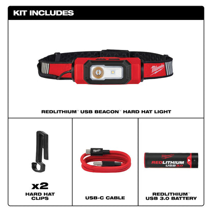 Milwaukee 2116-21 REDLITHIUM USB BEACON 600 Lumen Hard Hat Light