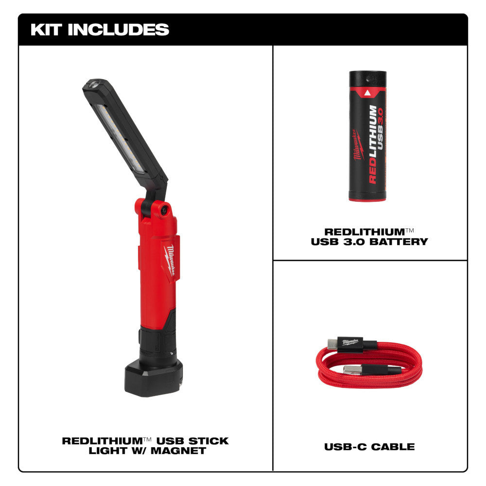 Milwaukee 2114-21 USB 550 Lumen Stick Light with Magnet