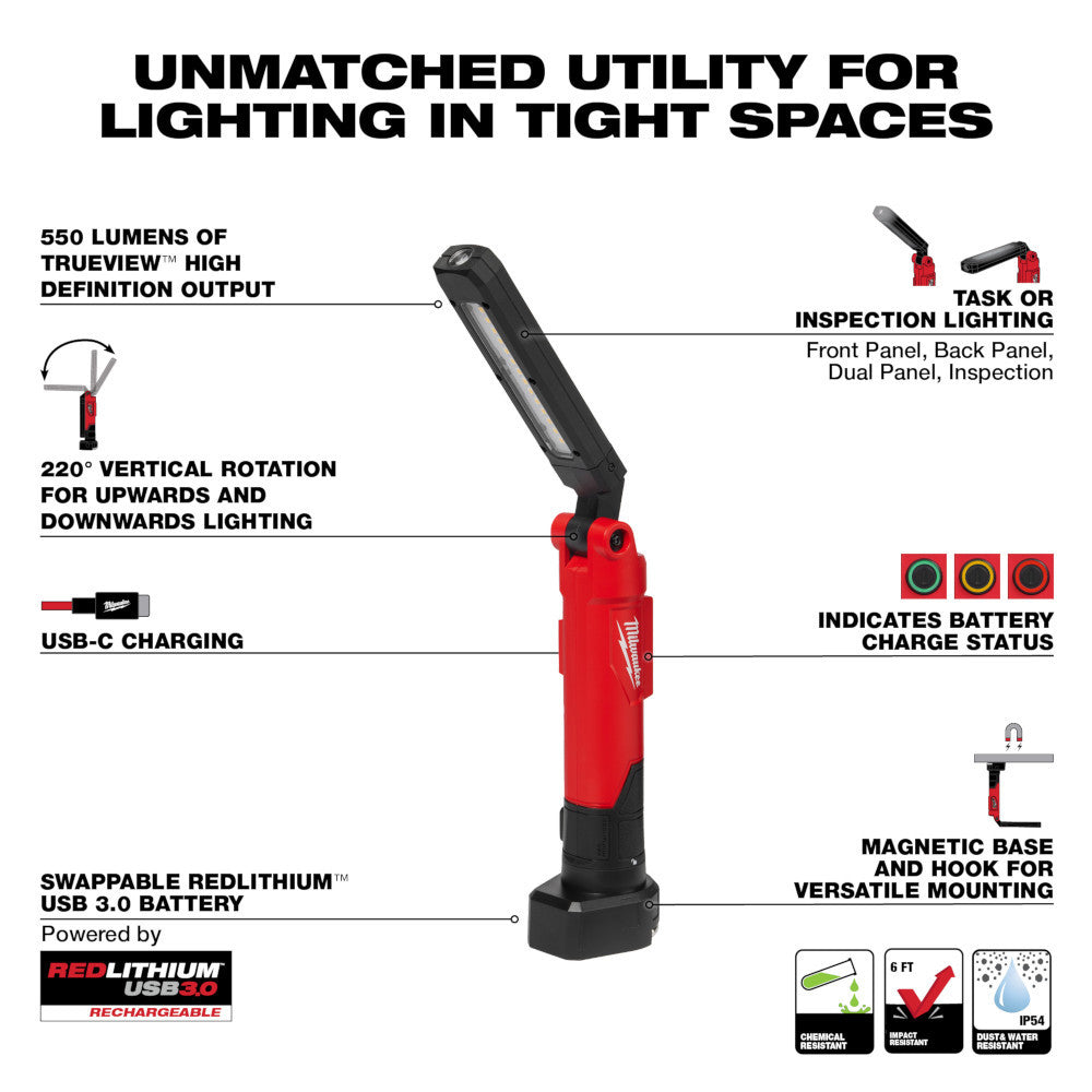 Milwaukee 2114-21 USB 550 Lumen Stick Light with Magnet