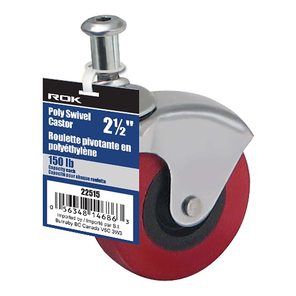 ROK 2-1/2in PU Threaded Swivel Caster Wheel