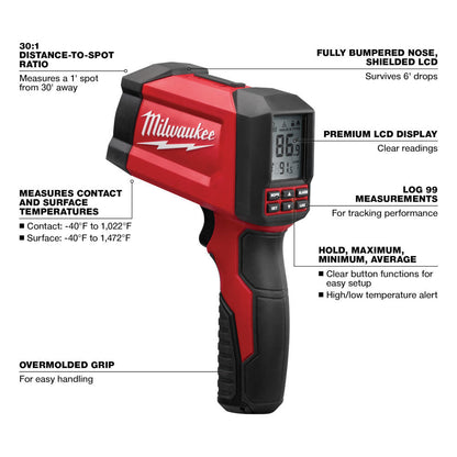 Milwaukee 2269-20 30:1 Infrared/Contact Temp-Gun