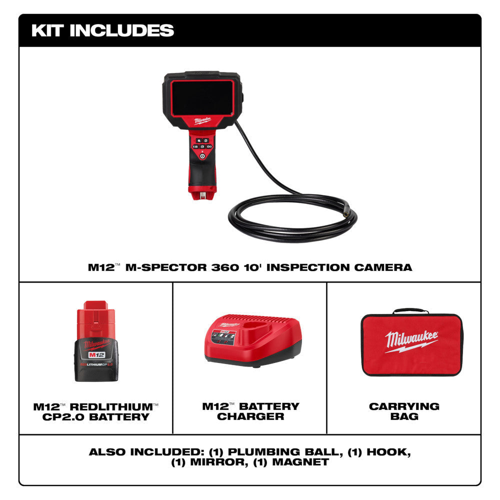 Milwaukee 2324-21 M12 M-Spector 360 10 ft Inspection Camera​ Kit