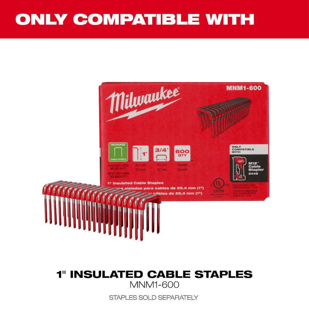 Milwaukee 2448-20 M12 Cordless Cable Stapler (Tool Only)