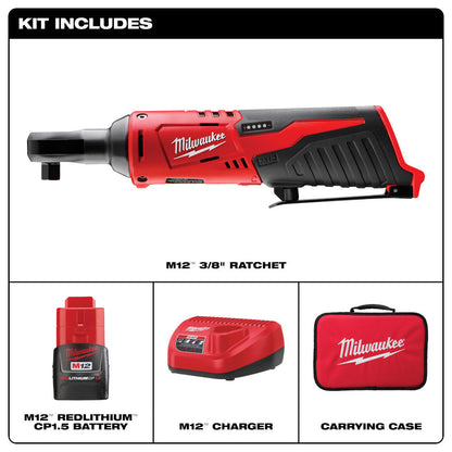 Milwaukee 2457-21 M12 Cordless 3/8 inch Ratchet Kit