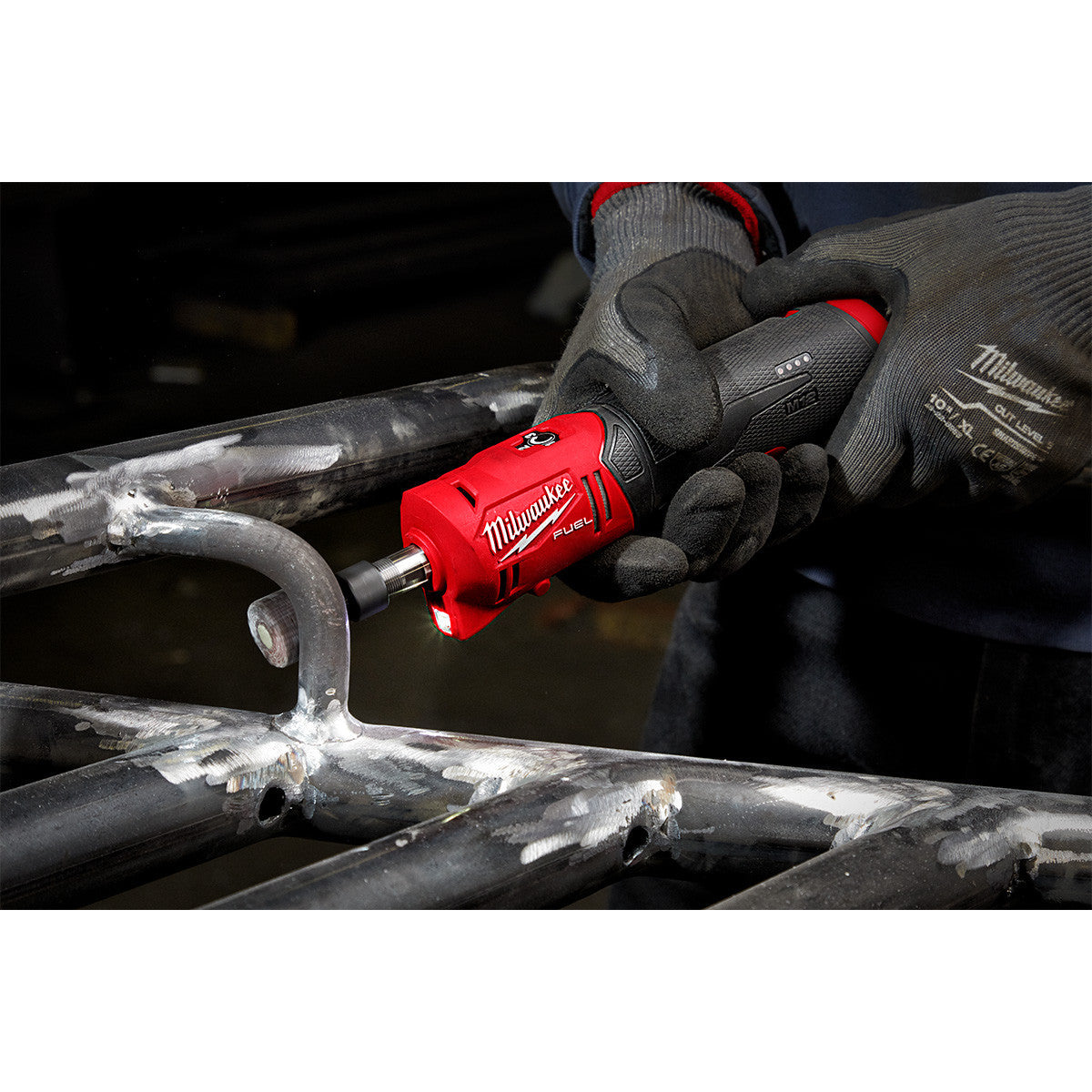Milwaukee 2486-20 M12 FUEL 1/4 inch Straight Die Grinder grinding pipe welds (battery and attachments sold separately)