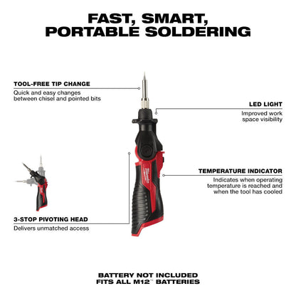 Milwaukee 2488-20 M12 Cordless Soldering Iron (Tool Only)