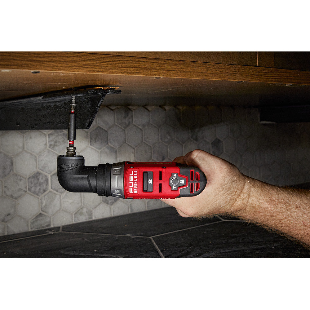 Milwaukee 2505-20 M12 FUEL Brushless 4-In-1 Installation 3/8 inch Drill Driver using the Right Angle Attachment (battery and bits sold separately)