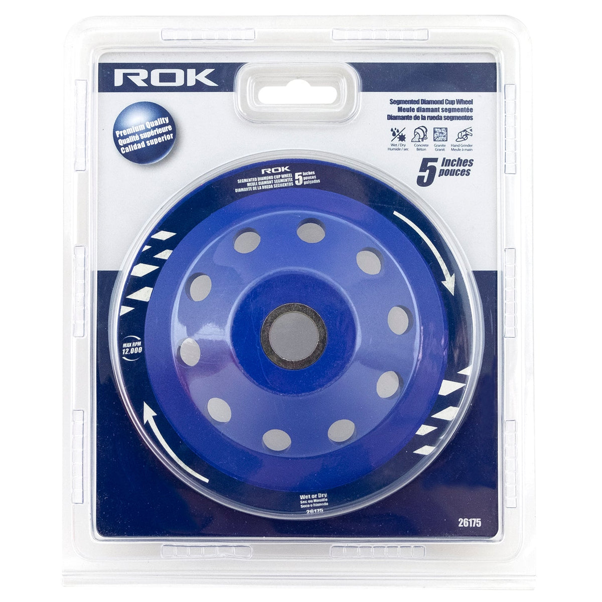 ROK 5in Single Row Segmented Diamond Cup Wheel - Pro Series