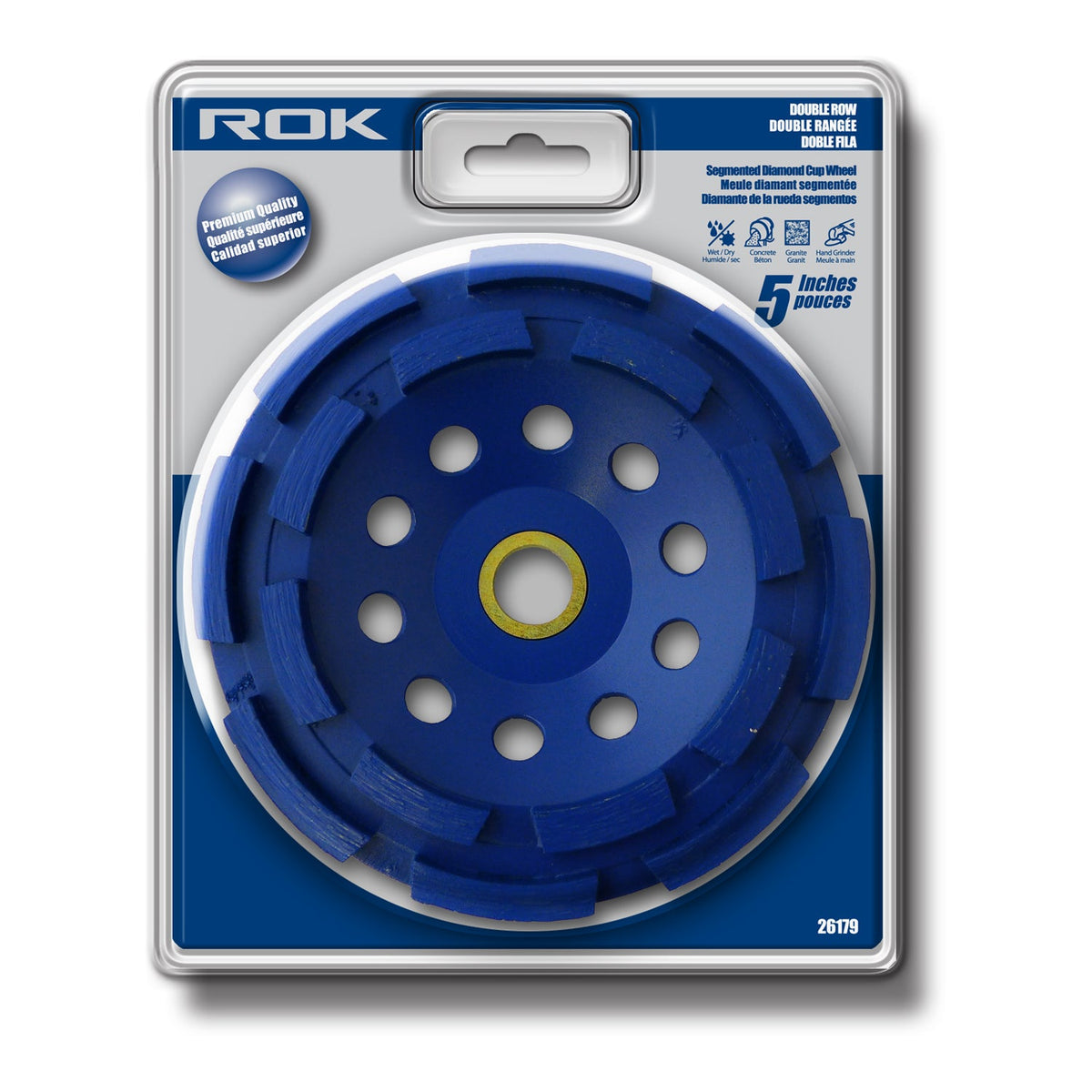 ROK 5in Double Row Segmented Diamond Cup Wheel - Pro Series