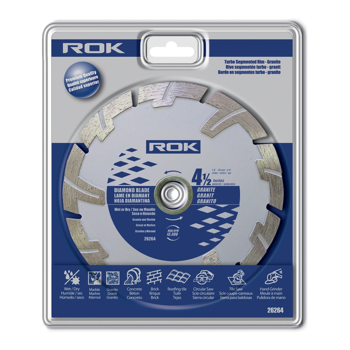 ROK 4-1/2in Turbo Segmented Diamond Blade for Granite - Pro Series