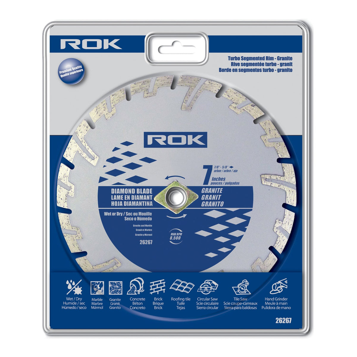 ROK 7in Turbo Segmented Diamond Blade for Granite - Pro Series