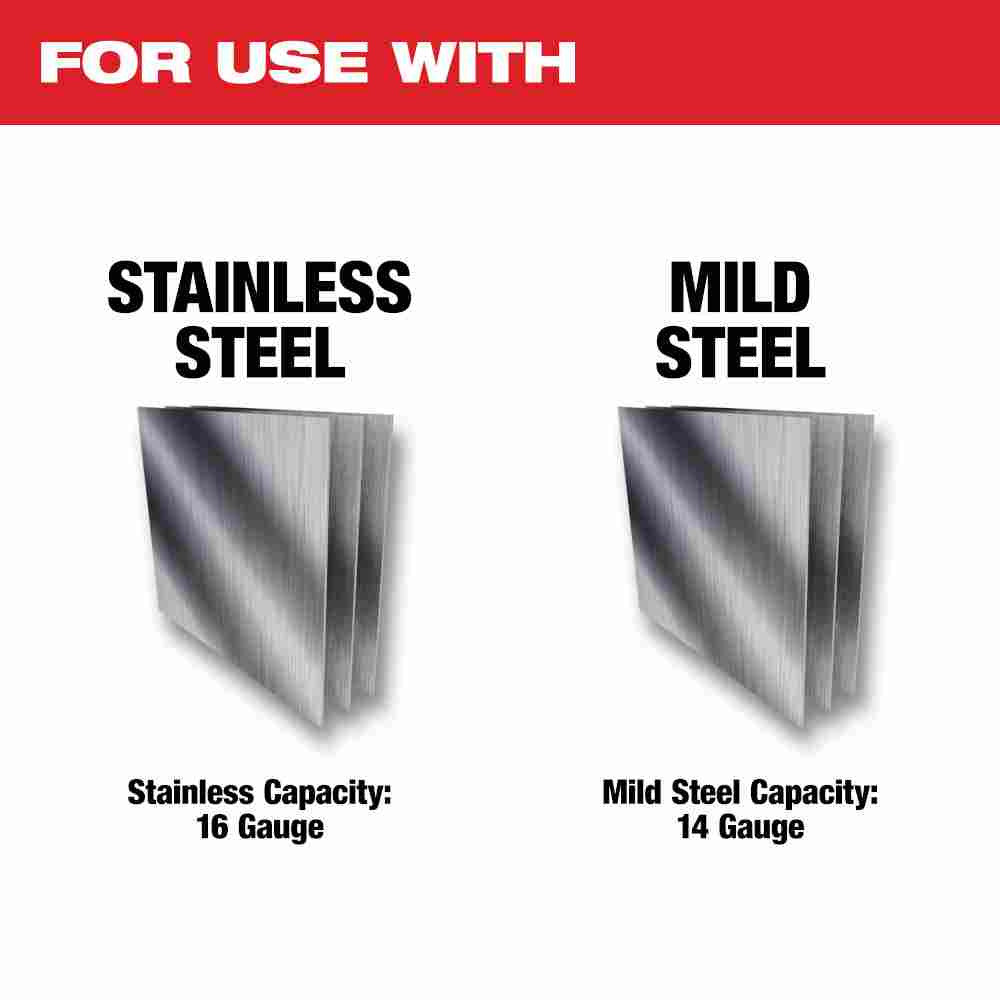 Milwaukee 2636-20 M18 Cordless 14 Gauge Double Cut Shears (Tool Only) showing cutting capacities