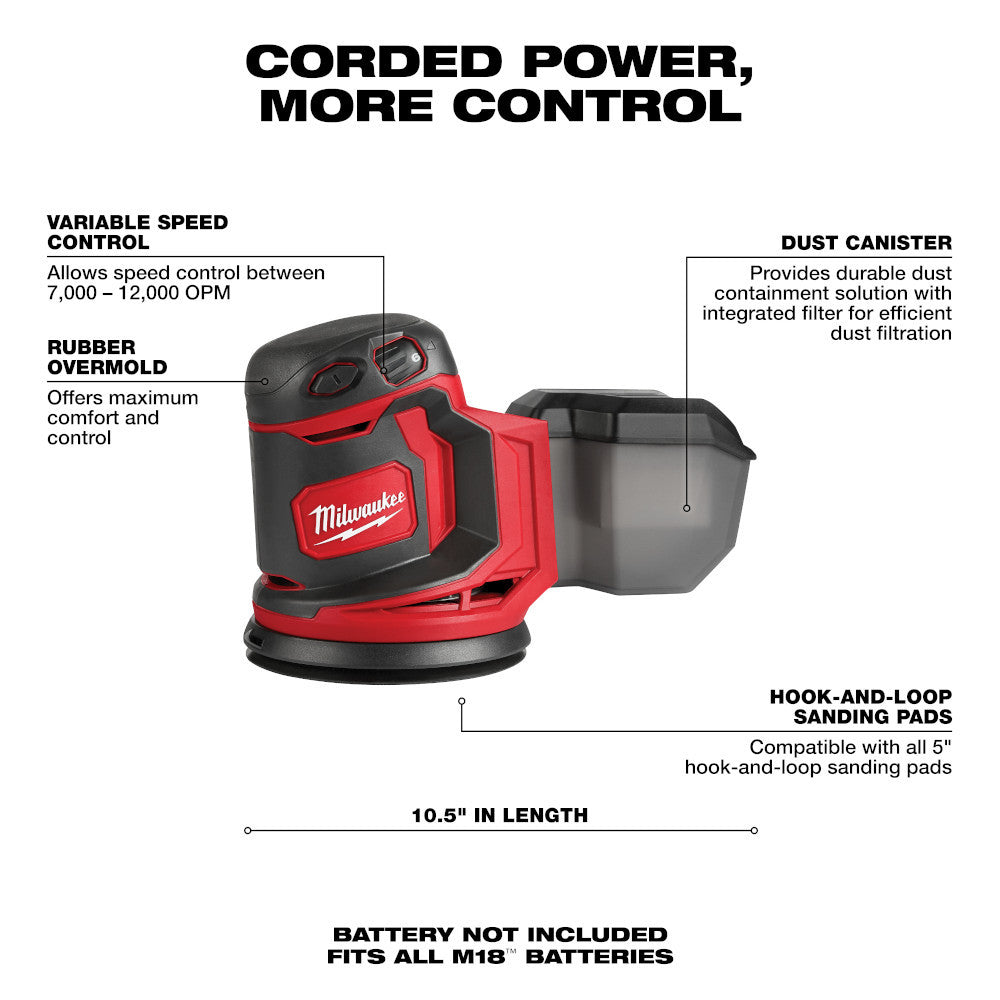 Milwaukee 2648-20 M18 Random Orbit Sander (Tool Only)