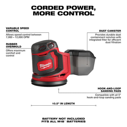 Milwaukee 2648-20 M18 Random Orbit Sander (Tool Only)