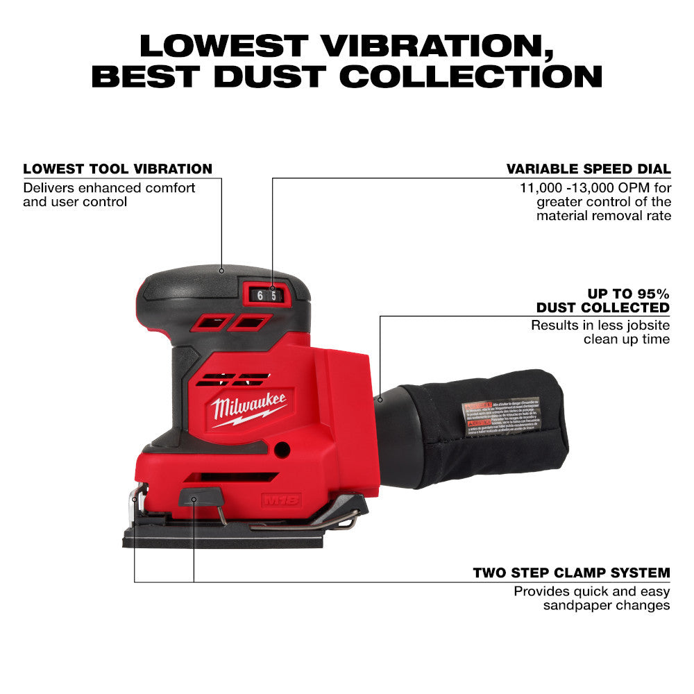 Milwaukee 2649-20 M18 Cordless Orbital 1/4 Sheet Sander (Tool Only)