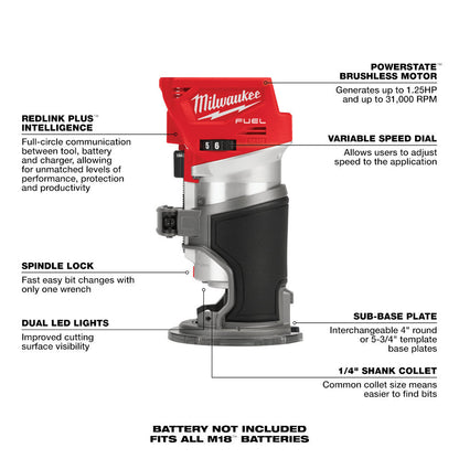 Milwaukee 2723-20 M18 FUEL Compact Router (Tool Only)