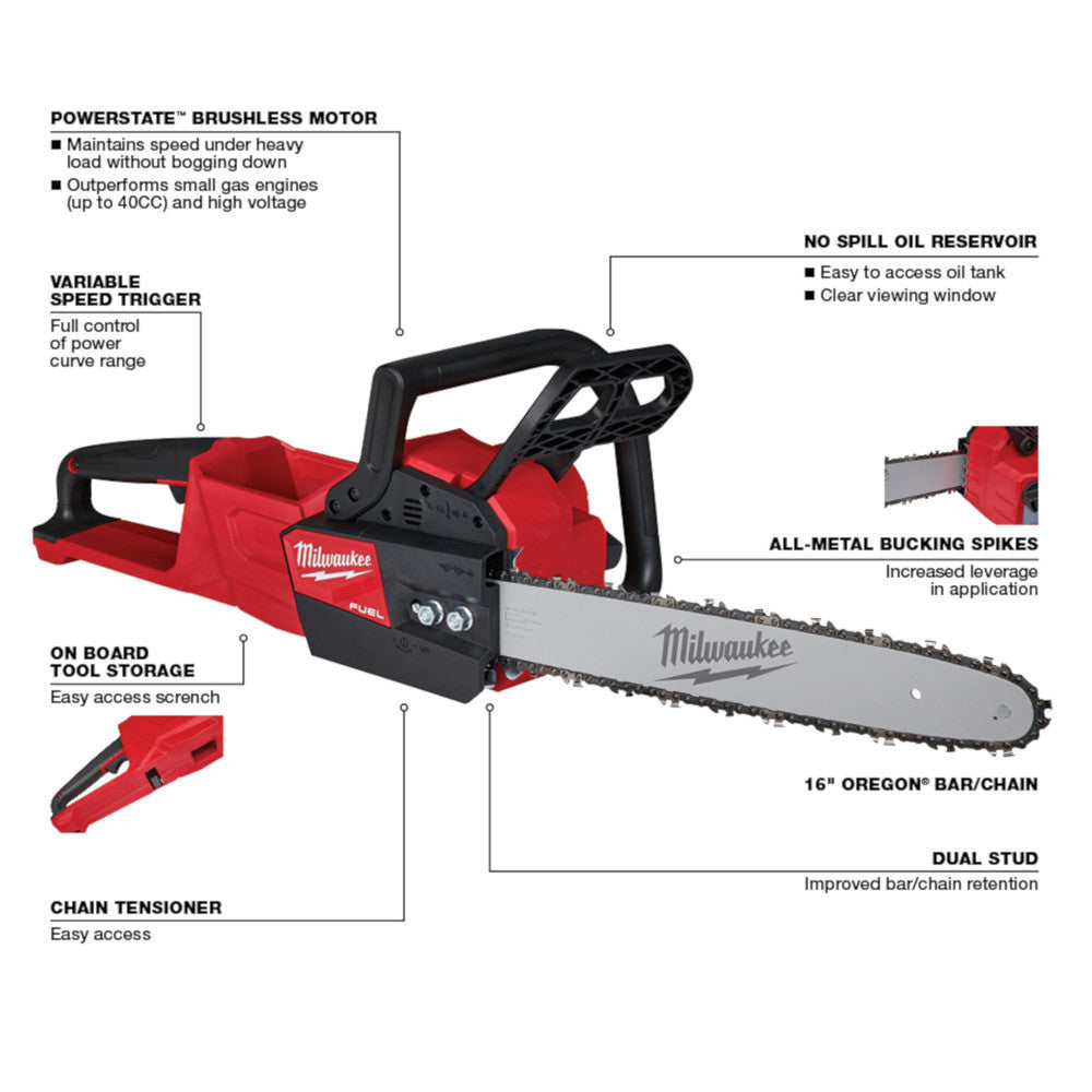 Milwaukee 2727-20 M18 FUEL 16 inch Chainsaw (Tool Only)